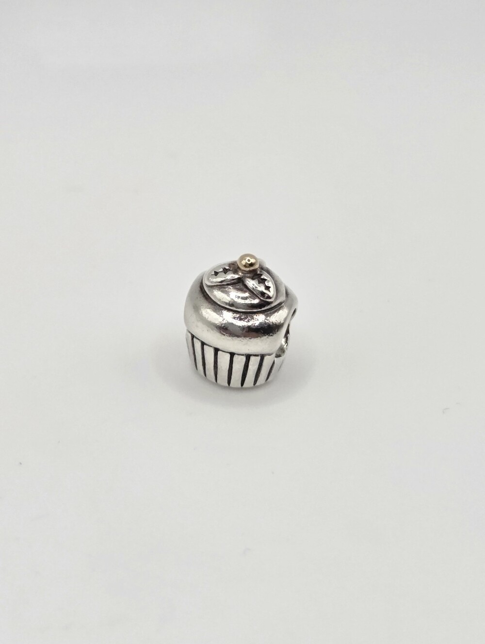 Pandora Retired Sweet Cupcake Wiith Sterling Silver And 14kt Yellow Gold
